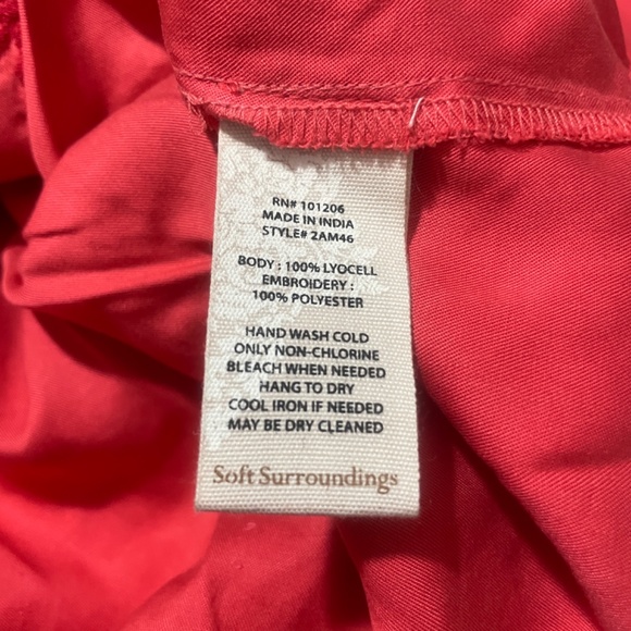 Soft Surroundings M Tunic Embroidered Design Tangerine 100% Lyocell - Picture 4 of 7